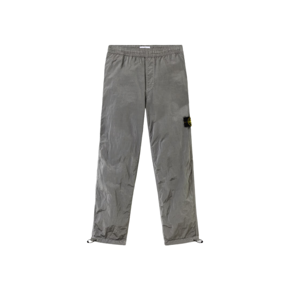 Pantalon nylon STONE ISLAND métal Econyl gris perle zip