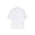Chemise manche courte coton blanc logo incurvé dos noir