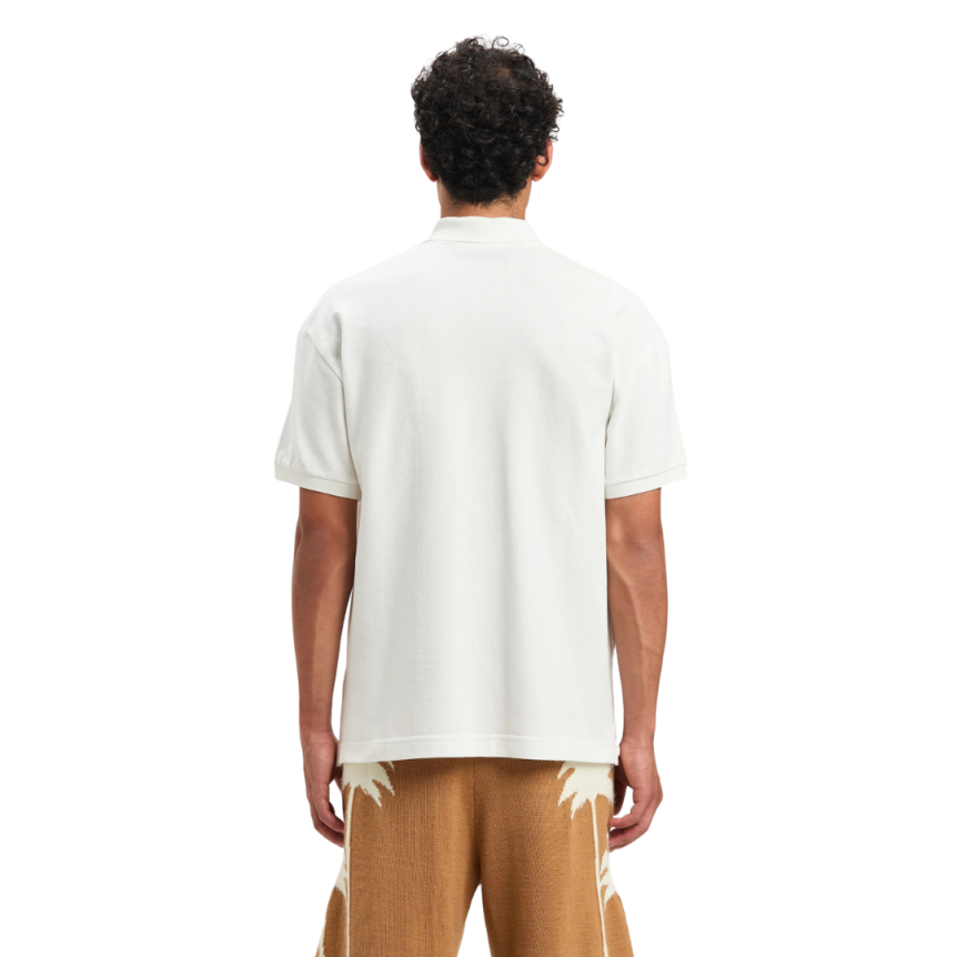 Polo manche courte PALM ANGELS coton blanc gros logo poitrine noir