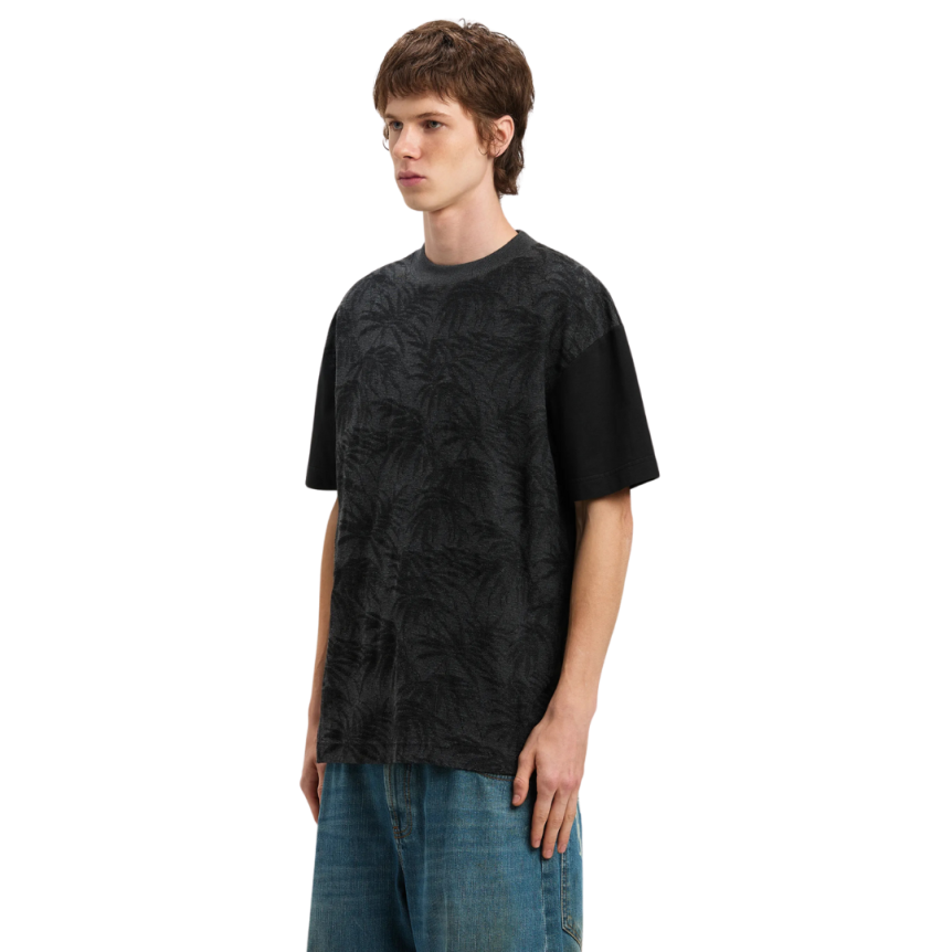 T-shirt manche courte PALM ANGELS coton ton noir palmiers gris logo incurvé