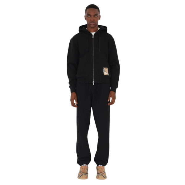 Pantalon de survêtement BURBERRY jogging coton noir patch check poche