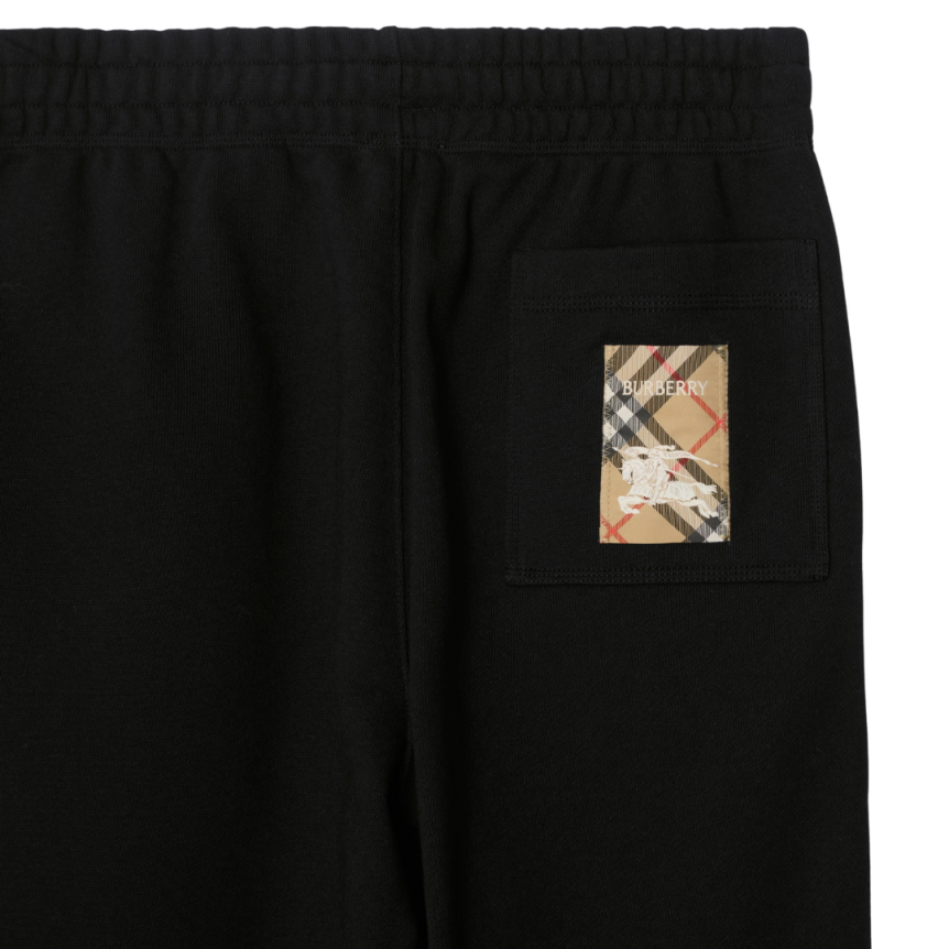 Pantalon de survêtement BURBERRY jogging coton noir patch check poche