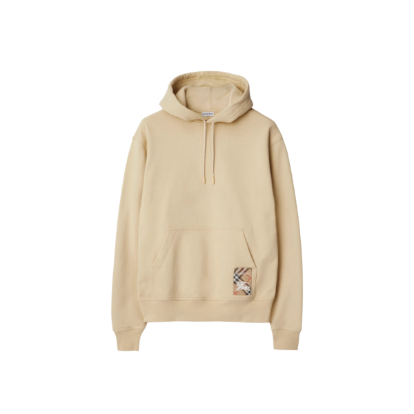 Sweat-shirt à capuche BURBERRY patch étiquette check beige