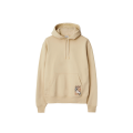 Sweat-shirt à capuche patch étiquette check beige