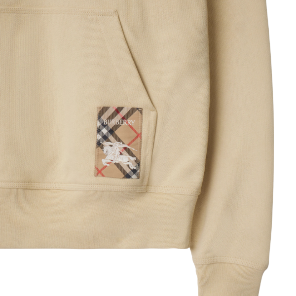 Sweat-shirt à capuche BURBERRY patch étiquette check beige