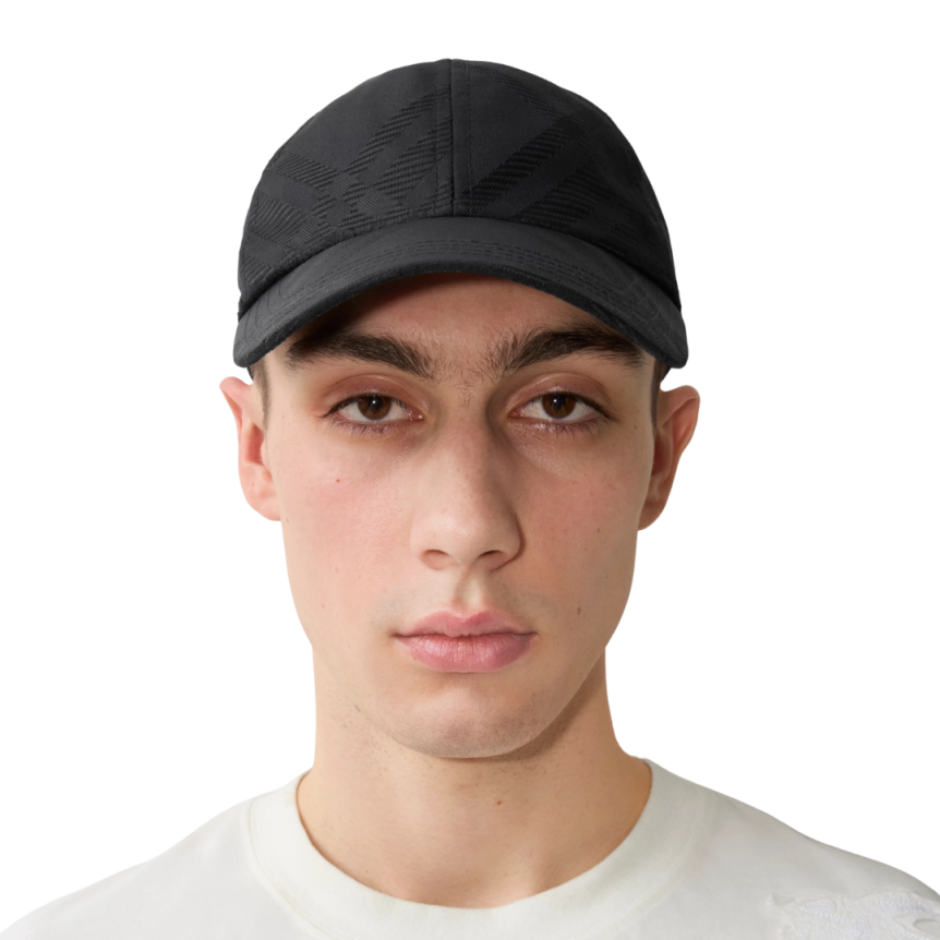 Casquette de baseball BURBERRY nylon jacquard noir check noir