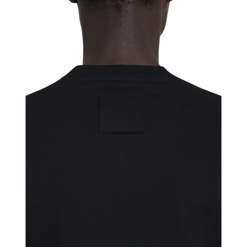 T-shirt col rond LANVIN coton noir broderie logo denim beige dégradé