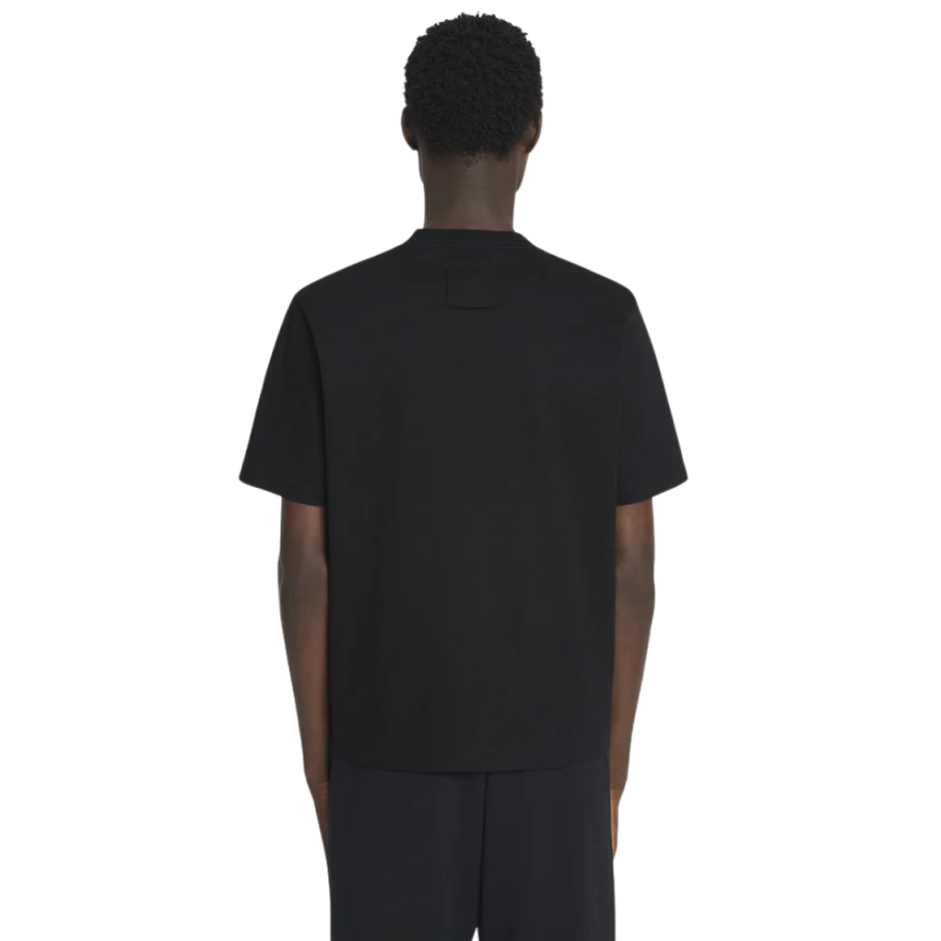 T-shirt col rond LANVIN coton noir broderie logo denim beige dégradé