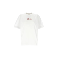 T-shirt col rond coton blanc broderie logo rouge