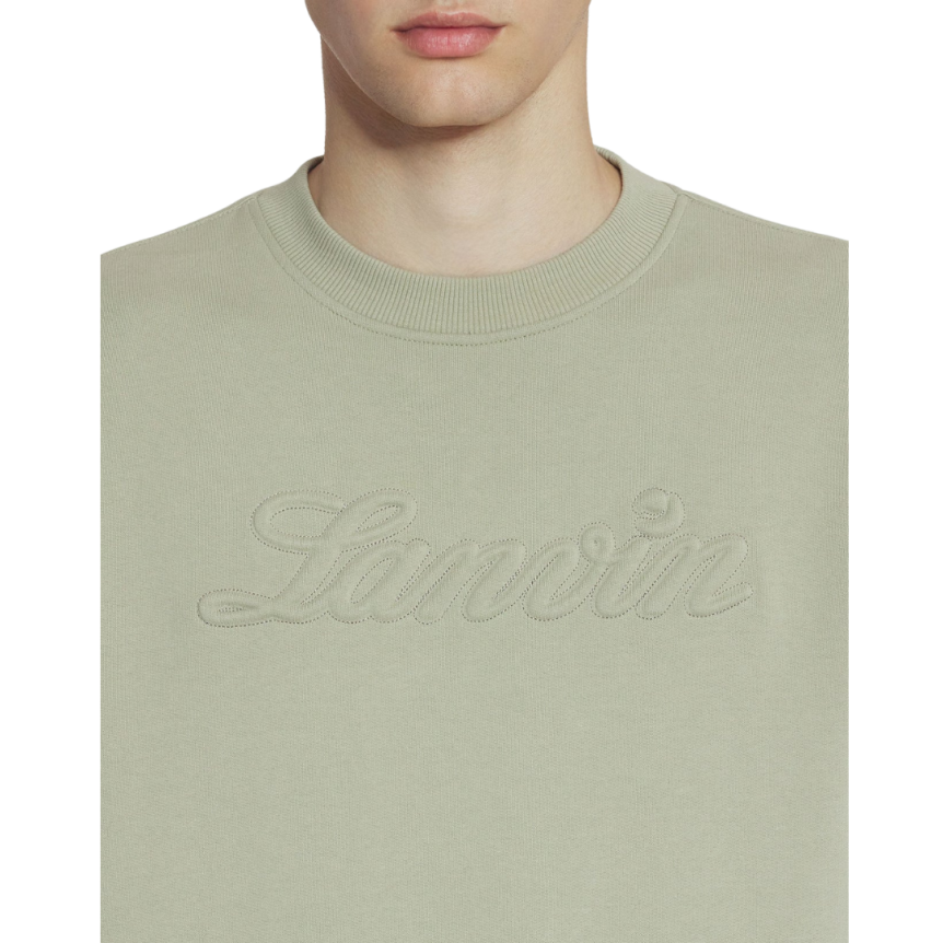 Sweat-shirt LANVIN col rond coton vert lin logo embossé