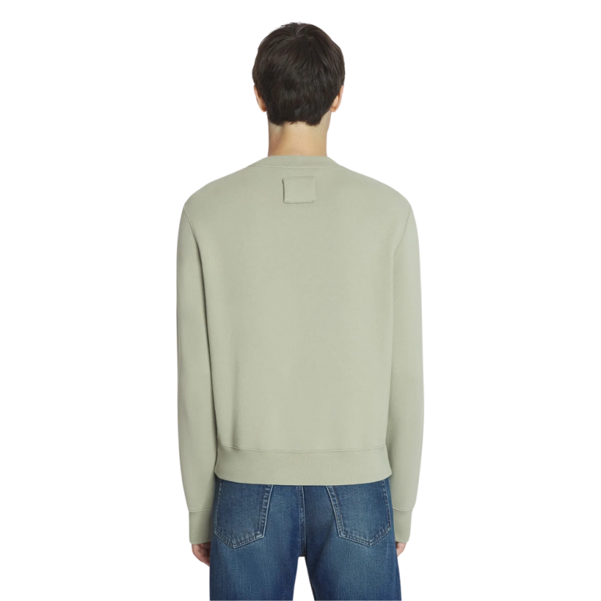 Sweat-shirt LANVIN col rond coton vert lin logo embossé