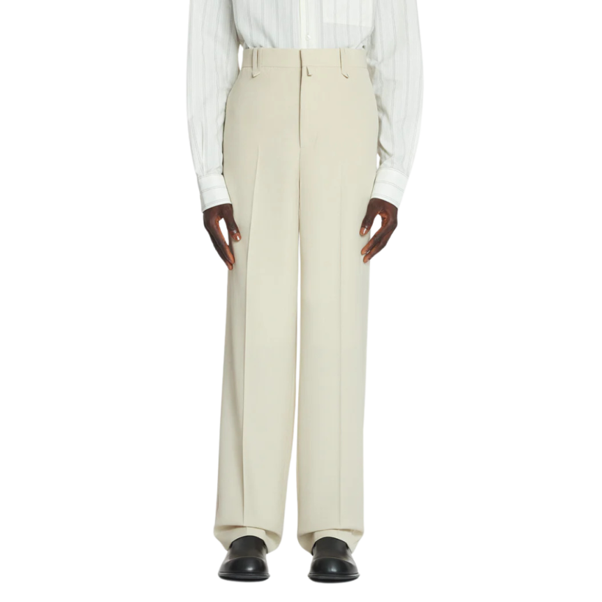 Pantalon ample LANVIN laine beige mastic