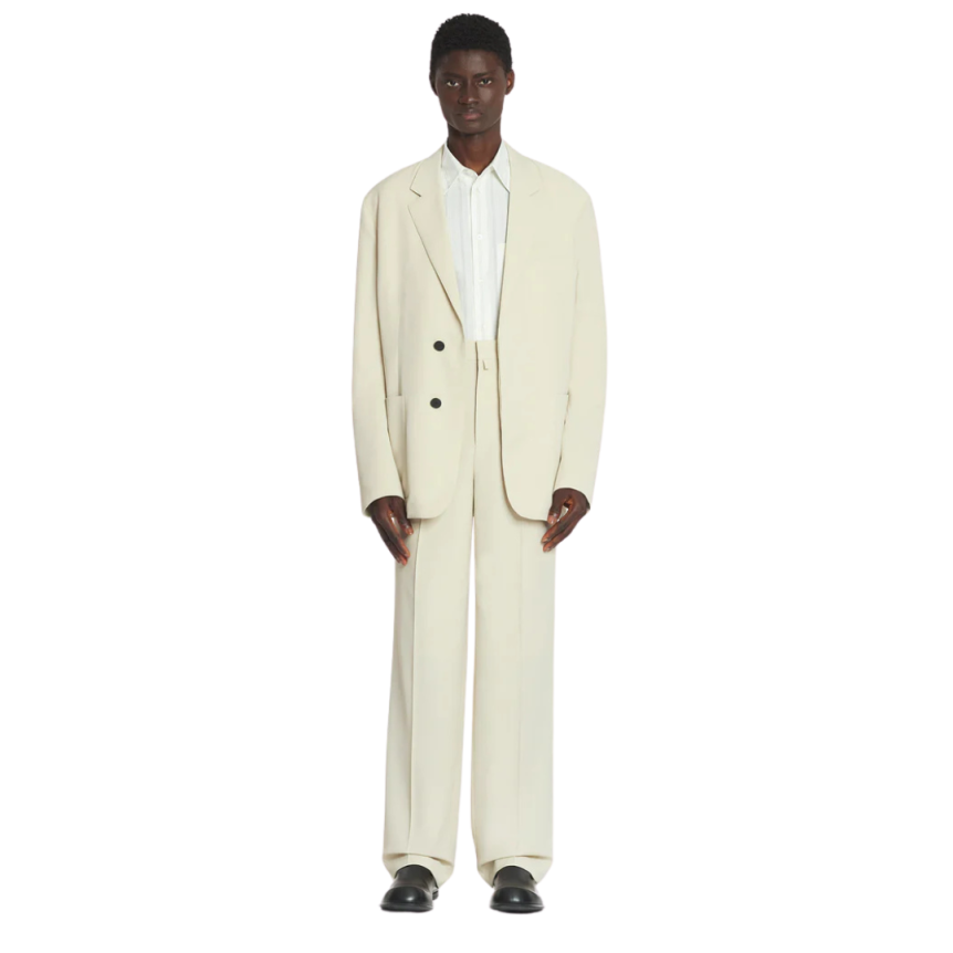 Pantalon ample LANVIN laine beige mastic