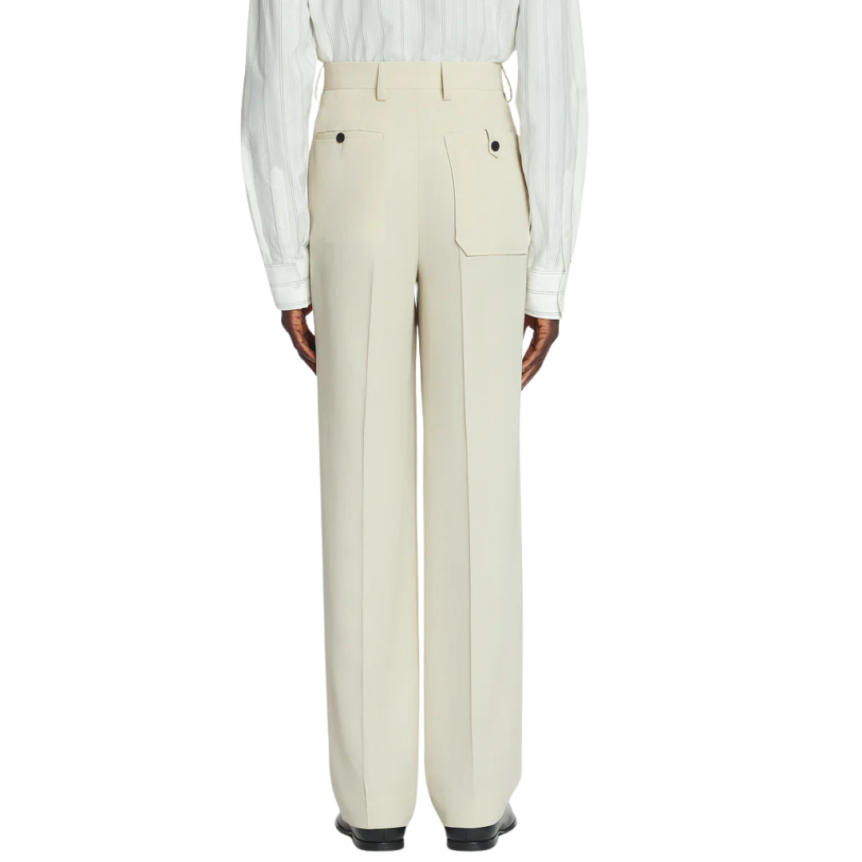 Pantalon ample LANVIN laine beige mastic
