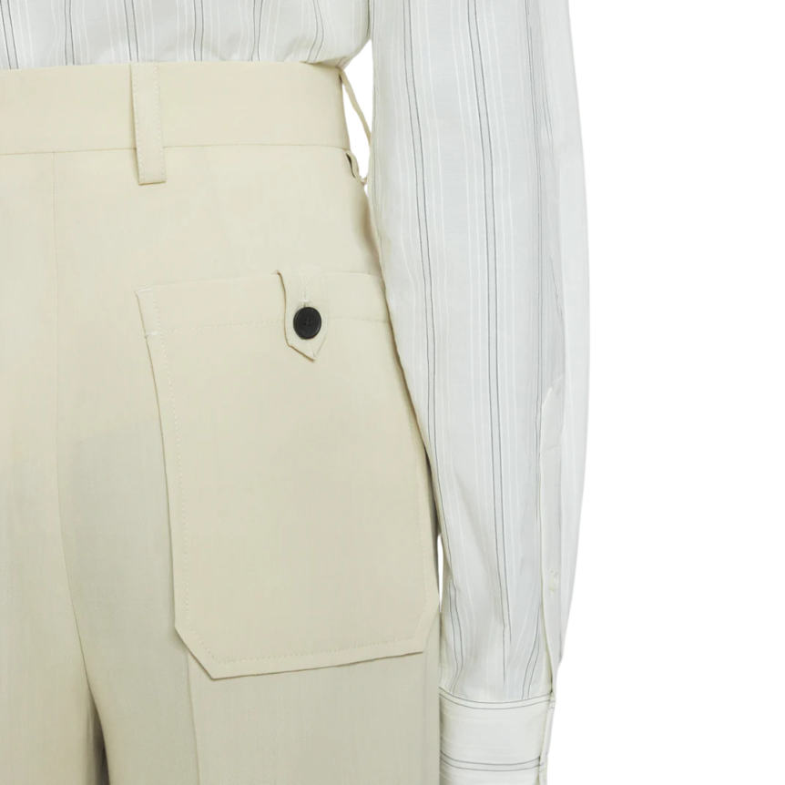 Pantalon ample LANVIN laine beige mastic