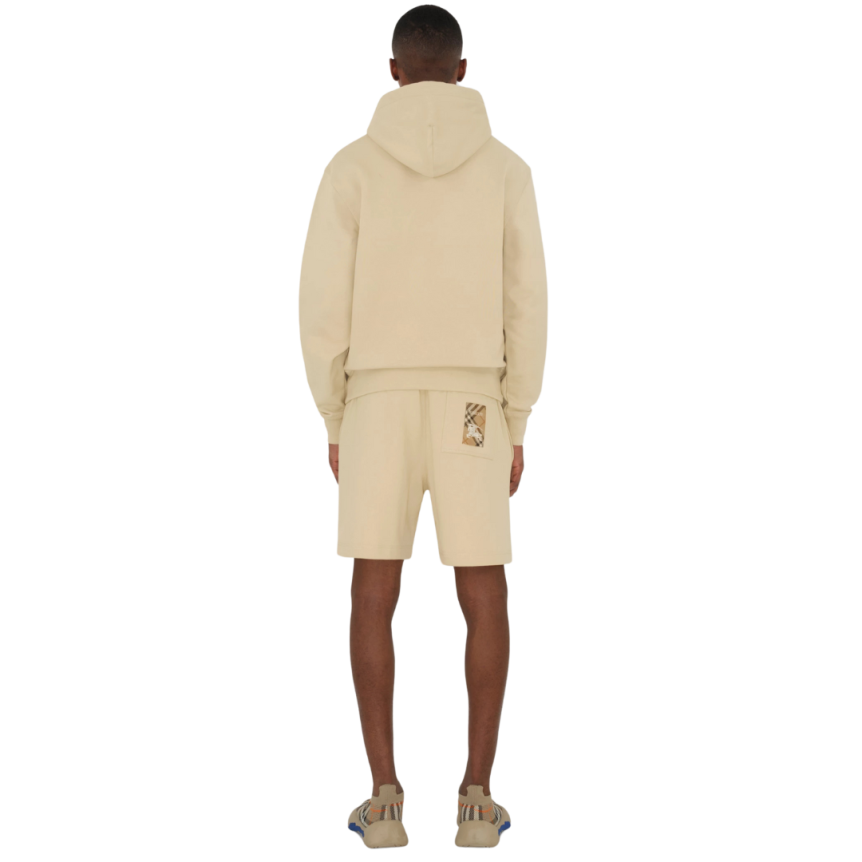 Short ample BURBERRY coton léger beige patch étiquette check beige poche