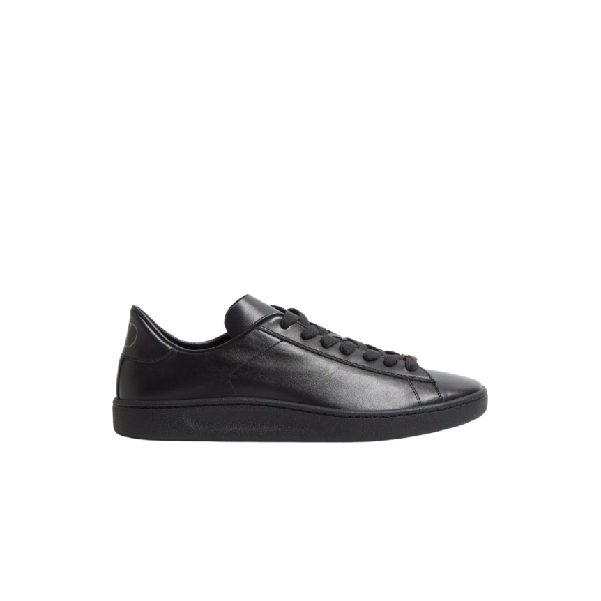 Baskets basses VALENTINO Royco cuir veau nappa noir V logo signature doré