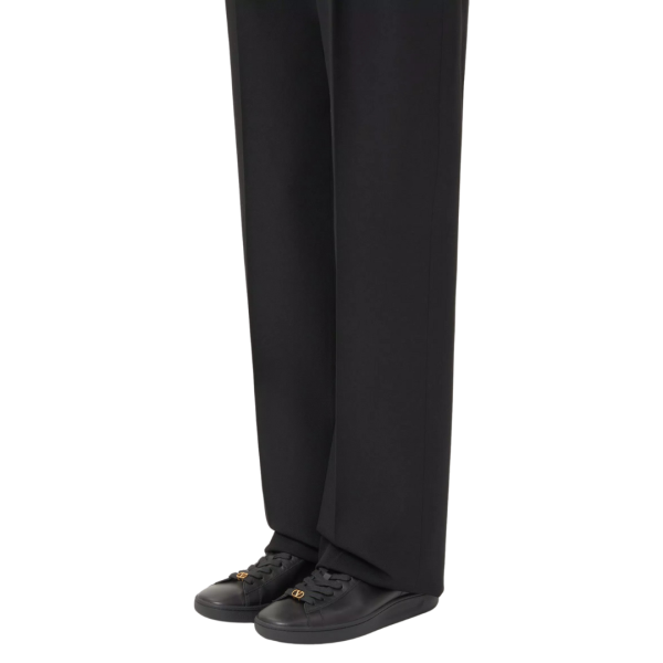 Baskets basses VALENTINO Royco cuir veau nappa noir V logo signature doré