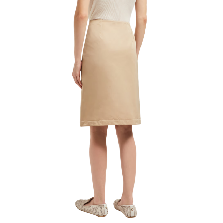Jupe aux genoux MONCLER gabardine nylon beige zip coté