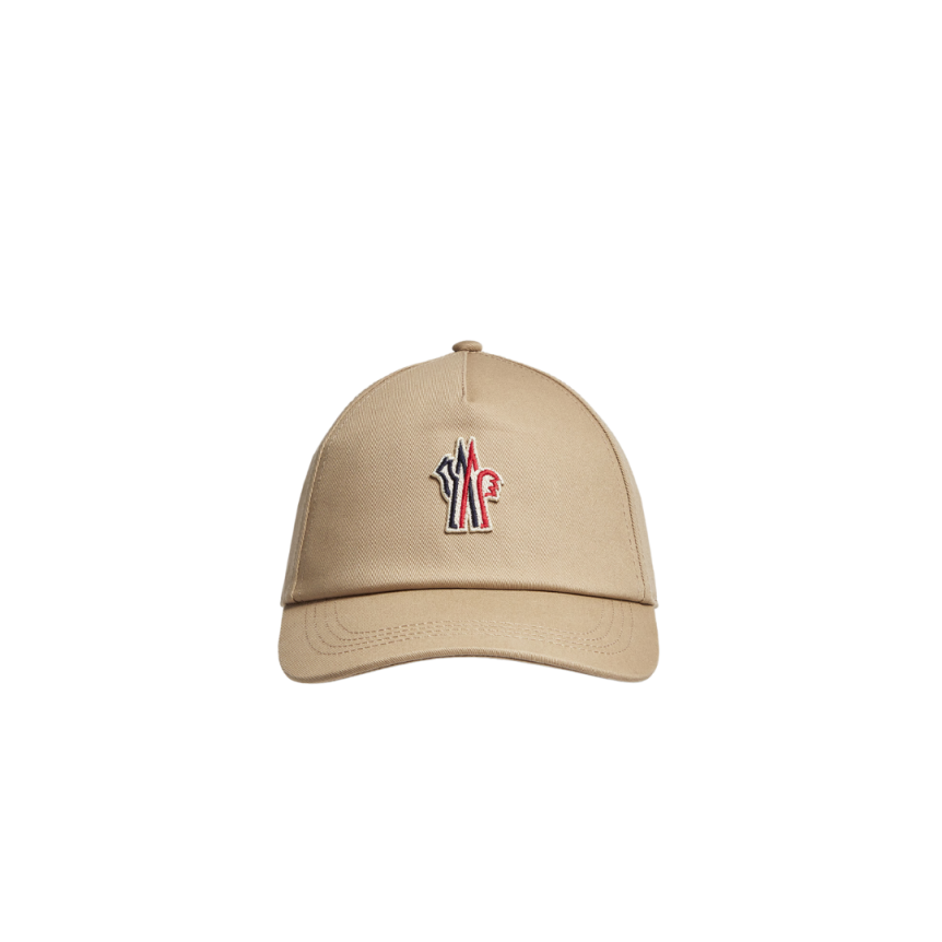 Casquette de baseball MONCLER gabardine coton beige logo Grenoble