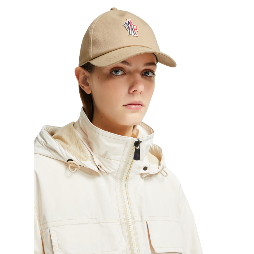 Casquette de baseball MONCLER gabardine coton beige logo Grenoble