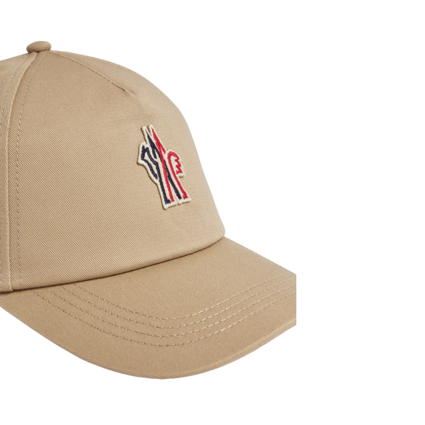 Casquette de baseball MONCLER gabardine coton beige logo Grenoble