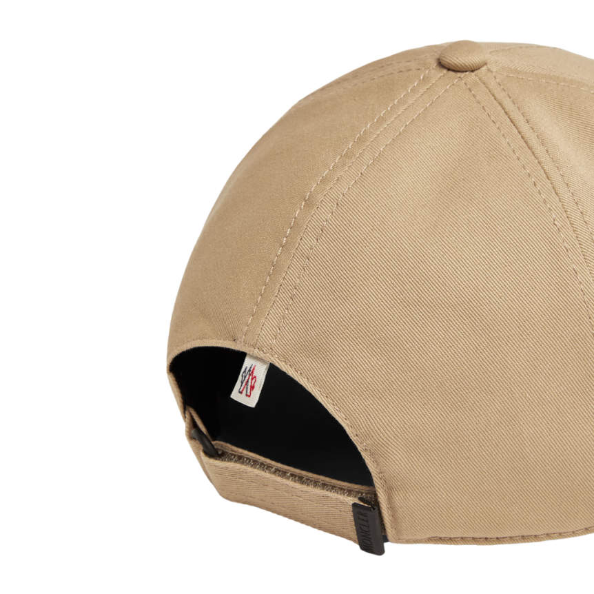 Casquette de baseball MONCLER gabardine coton beige logo Grenoble