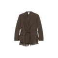Blazer court ceinture viscose lin marron organza