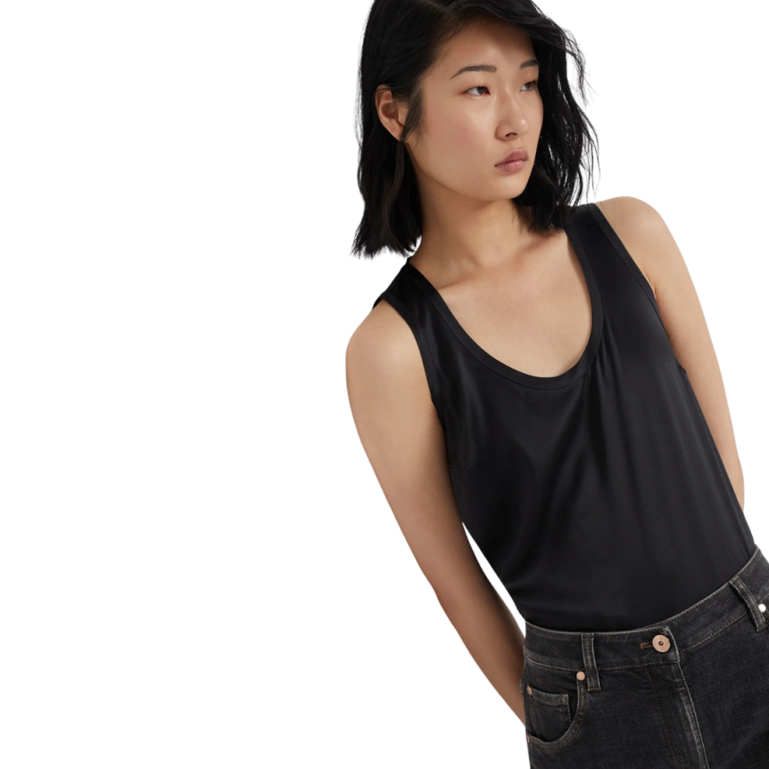 Haut débardeur BRUNELLO CUCINELLI réversible satin soie extensible