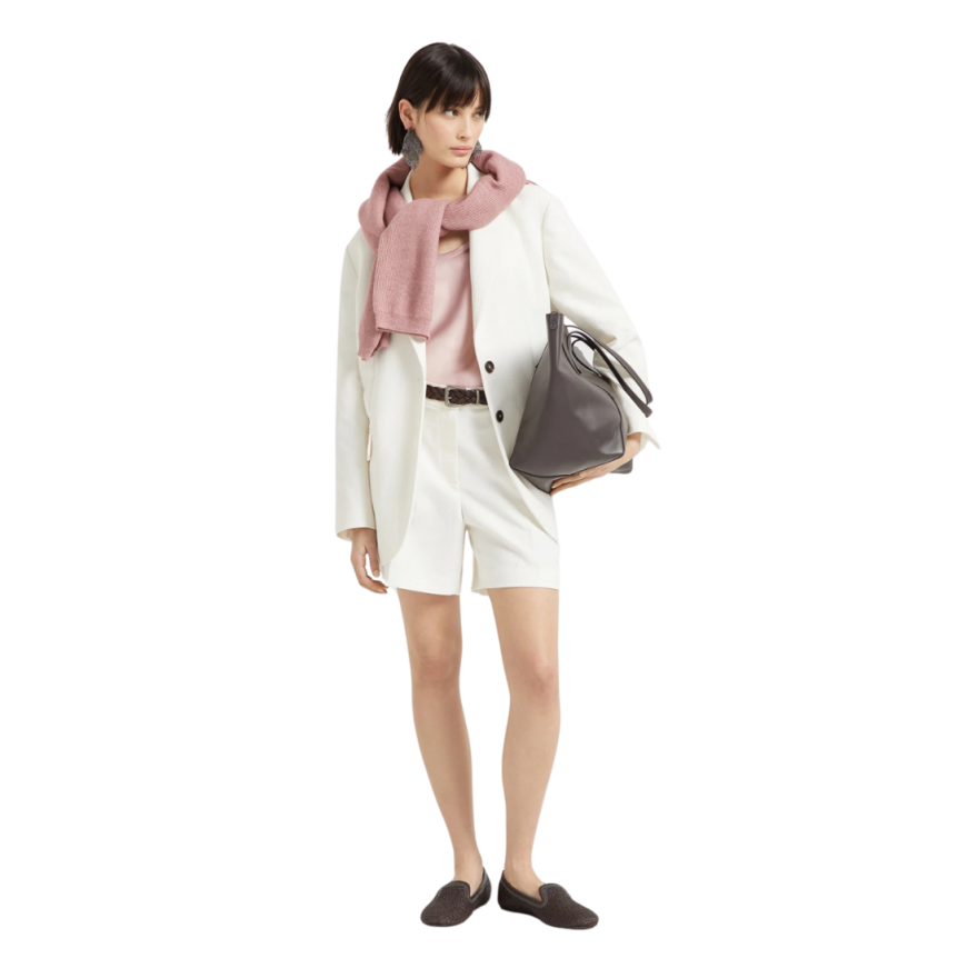 Haut débardeur BRUNELLO CUCINELLI réversible satin soie extensible rose poudre