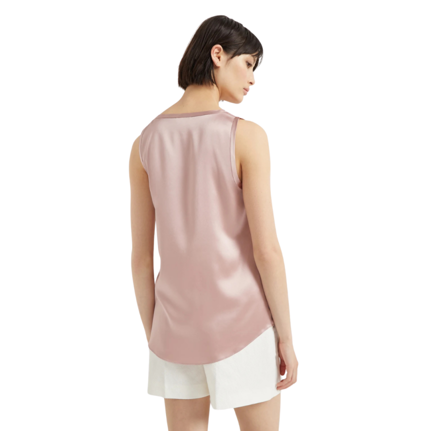 Haut débardeur BRUNELLO CUCINELLI réversible satin soie extensible rose poudre