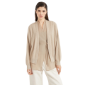 Cardigan superposition maille côte anglaise coton beige organza Monile