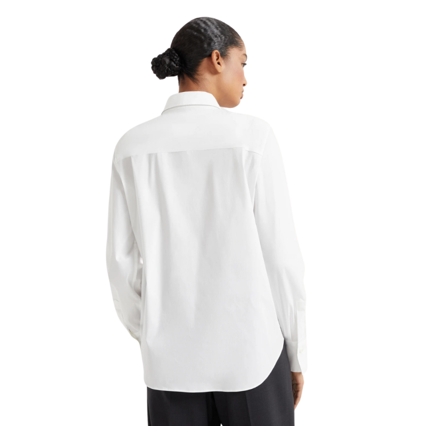 Chemise BRUNELLO CUCINELLI popeline de coton extensible blanc col brillant Monilli