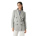 Veste blazer croisé toile brillante lin gris Monili col