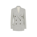 Veste blazer croisé toile brillante lin gris Monili col