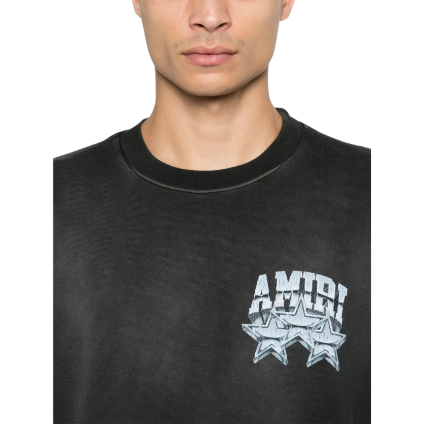 T-shirt col rond AMIRI Championship coton noir imprimé étoiles