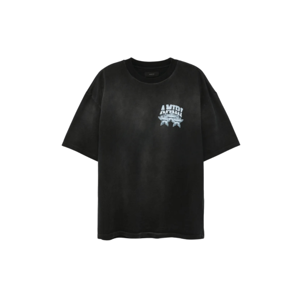 T-shirt col rond AMIRI Championship coton noir imprimé étoiles