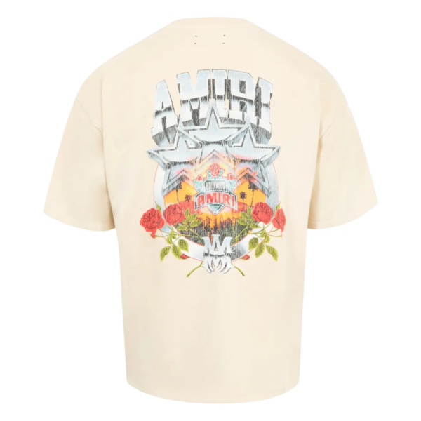 T-shirt col rond AMIRI Championship coton beige imprimé étoiles