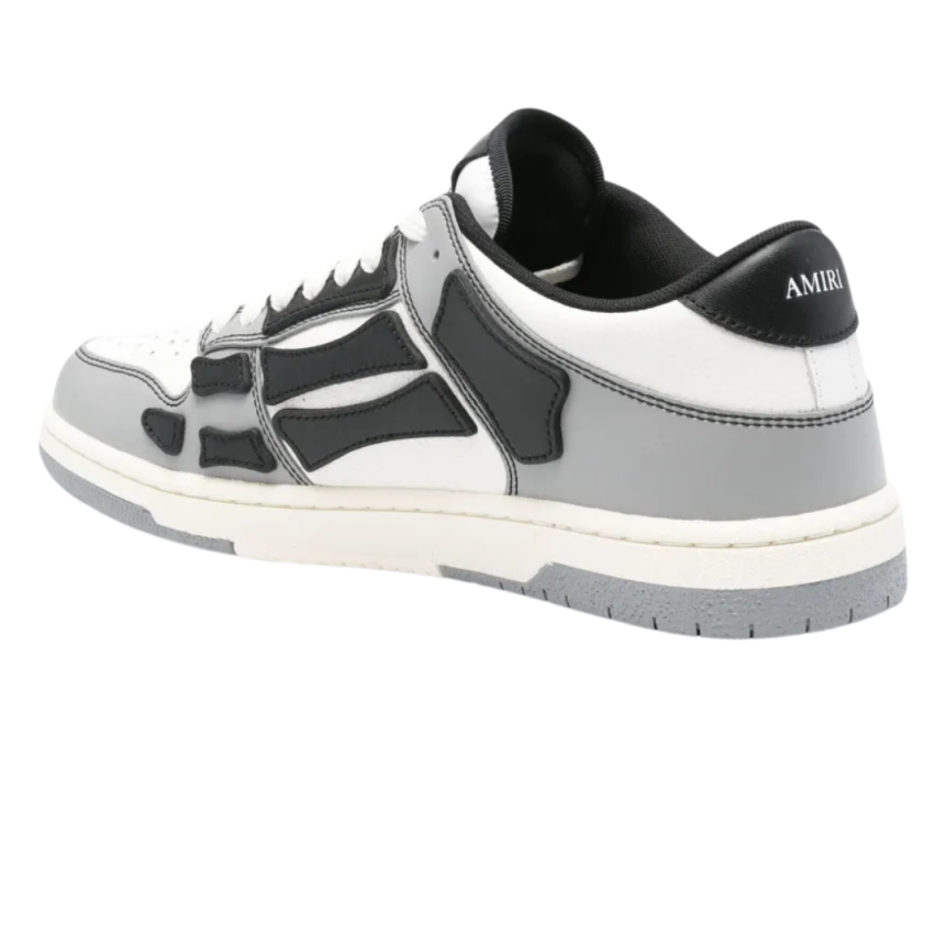 Basket basse Sneaker AMIRI Varsity Skel cuir gris noir