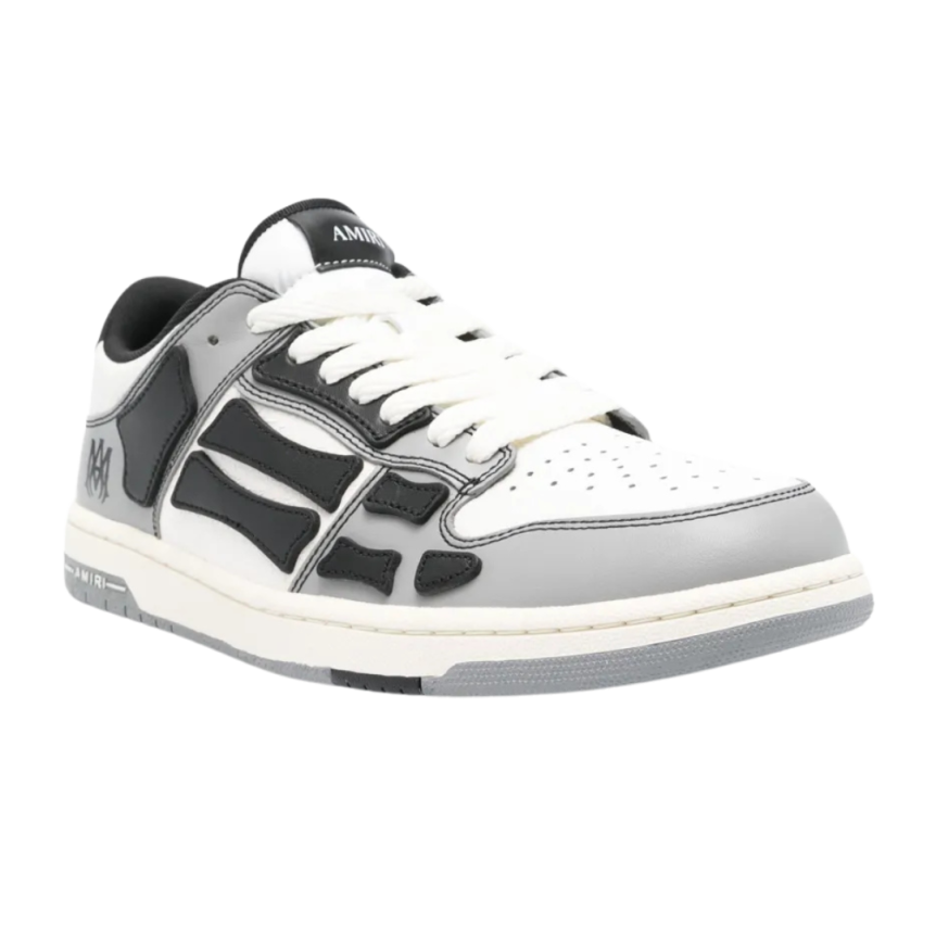 Basket basse Sneaker AMIRI Varsity Skel cuir gris noir