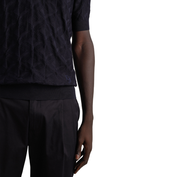 Polo DOLCE & GABBANA soie motif losange broderie logo DG ton sur ton