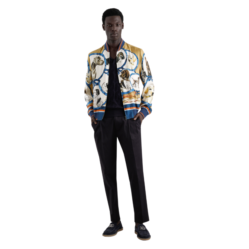 Polo DOLCE & GABBANA soie motif losange broderie logo DG ton sur ton