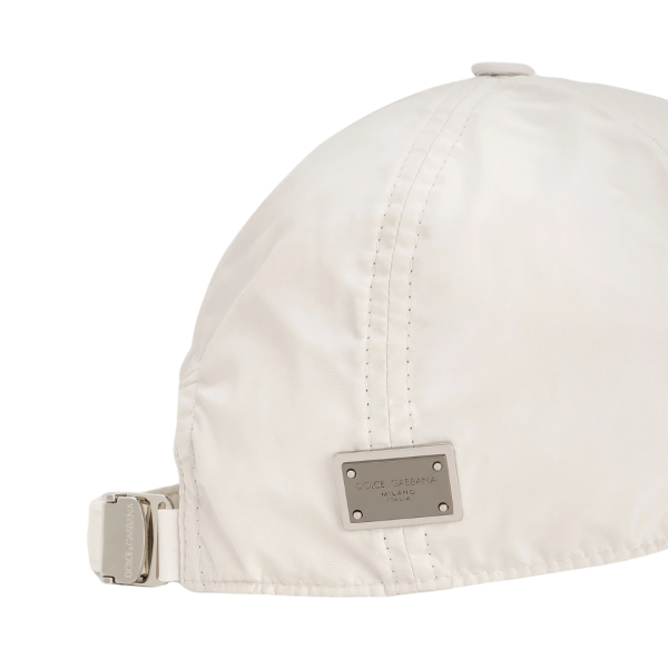 Casquette baseball DOLCE & GABBANA nylon écru étiquette métal logo