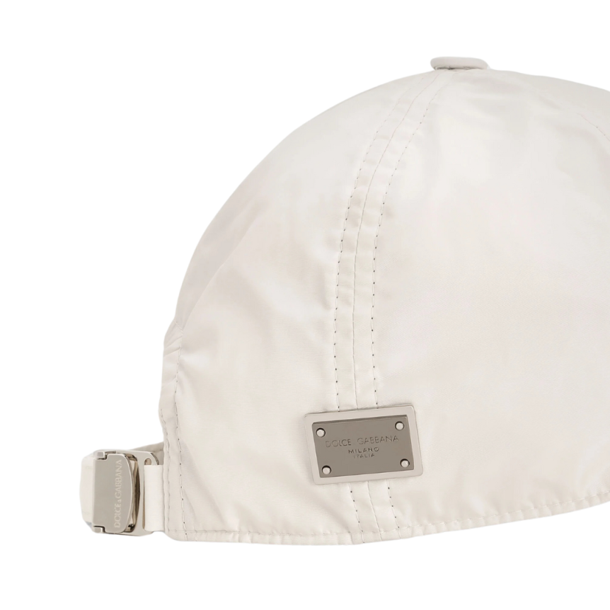 Casquette baseball DOLCE & GABBANA nylon écru étiquette métal logo