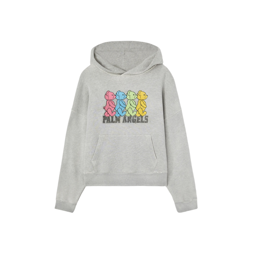 Sweat-shirt à capuche PALM ANGELS coton gris nounours multicolore