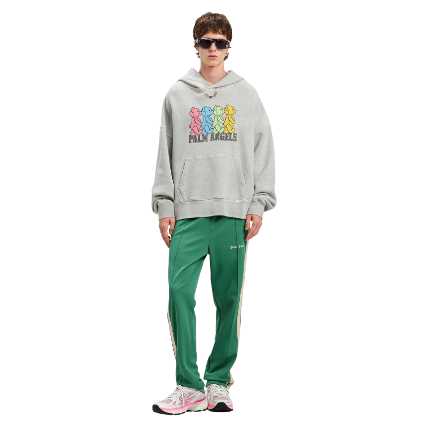 Sweat-shirt à capuche PALM ANGELS coton gris nounours multicolore