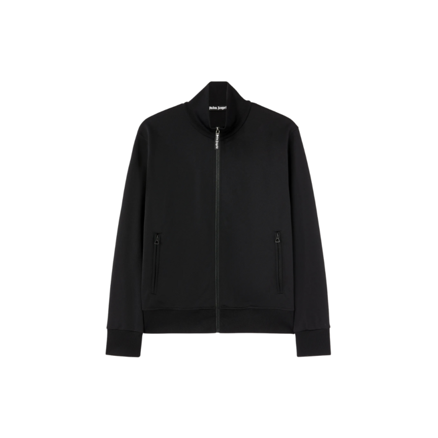 Veste de survêtement PALM ANGELS zippée col montant nylon noir logo blanc dos