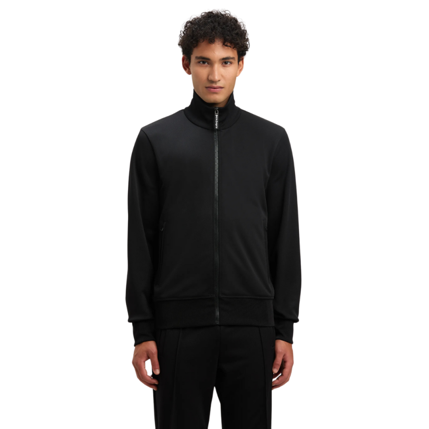 Veste de survêtement PALM ANGELS zippée col montant nylon noir logo blanc dos