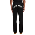 Pantalon de jogging nylon noir logo incurvé arrière blanc