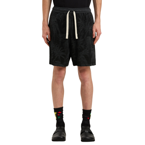 Short PALM ANGELS coton noir palmiers gris